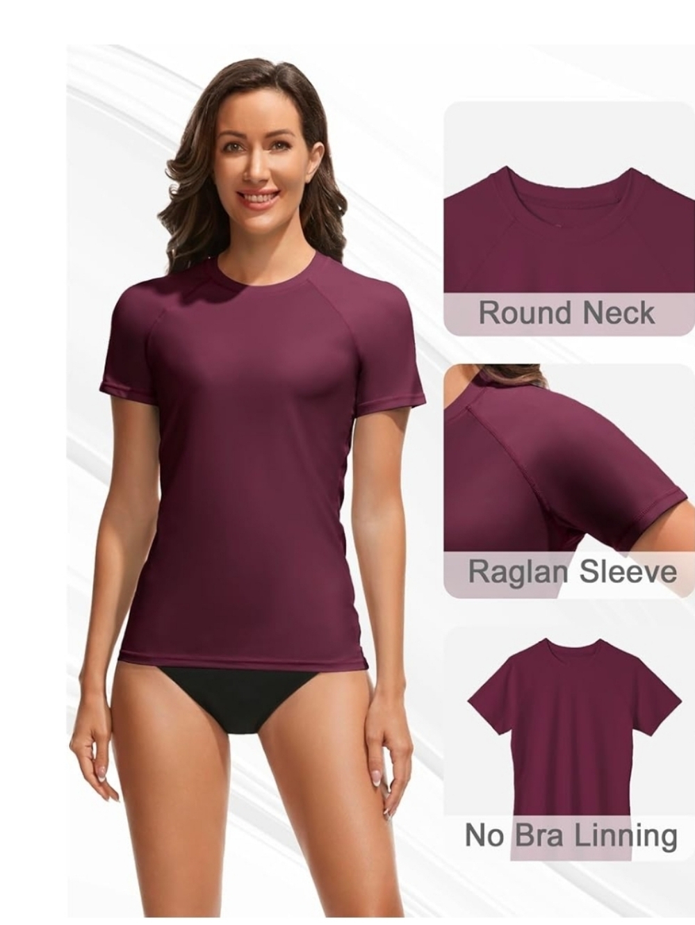 Pair of Bonneuitbebe Womens Swim Shirts UPF 50+ Short Sleeve Rash Guard UV/SPF M